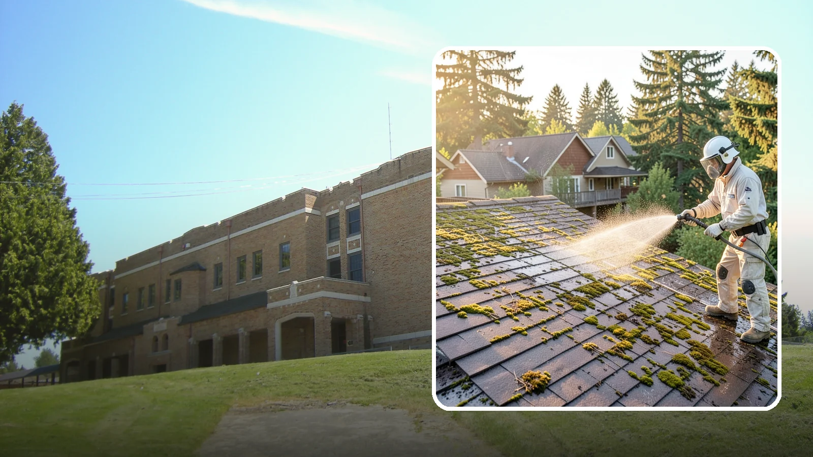 Roof Cleaning in Maple Valley, King County, WA - A thorough roof cleaning that lifts moss, algae, and lichen off Washington rooftops while protecting the shingle surface.