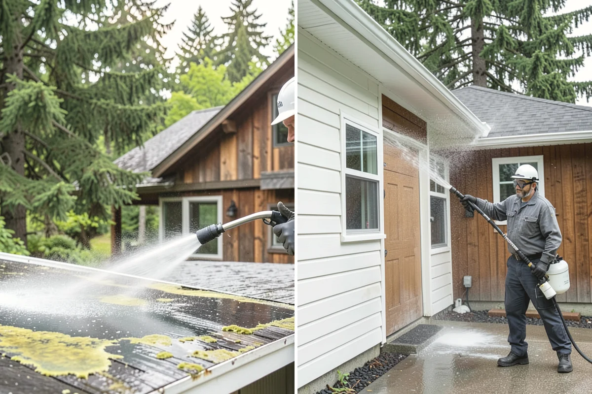 Roof Cleaning in Monroe, Snohomish County, WA - Inspect the roof material and identify moss, algae, and problem areas