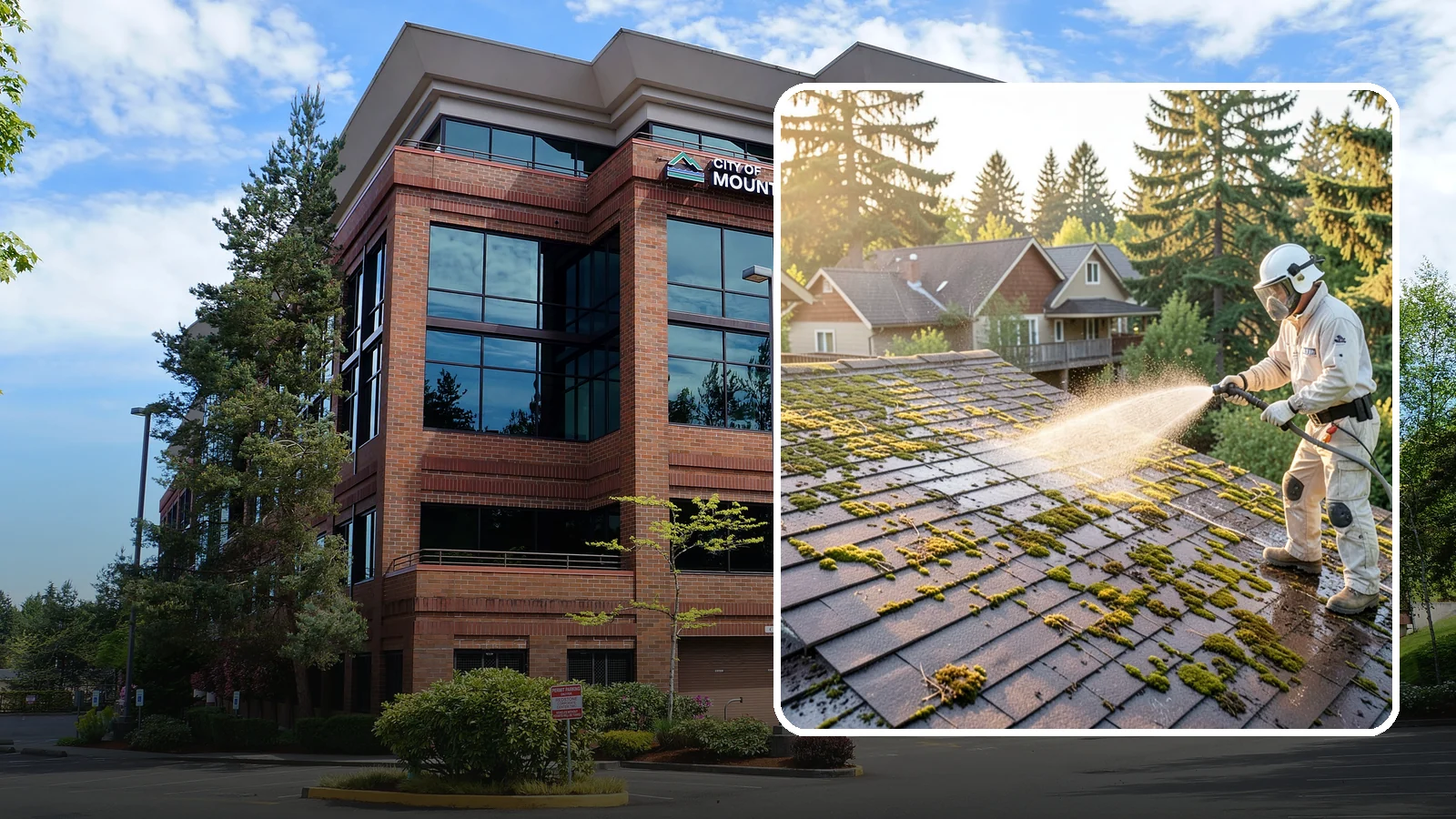 Roof Cleaning in Mountlake Terrace, Snohomish County, WA - A thorough roof cleaning that lifts moss, algae, and lichen off Washington rooftops while protecting the shingle surface.