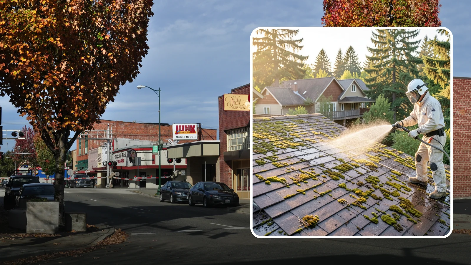 Roof Cleaning in Puyallup, Pierce County, WA - A thorough roof cleaning that lifts moss, algae, and lichen off Washington rooftops while protecting the shingle surface.