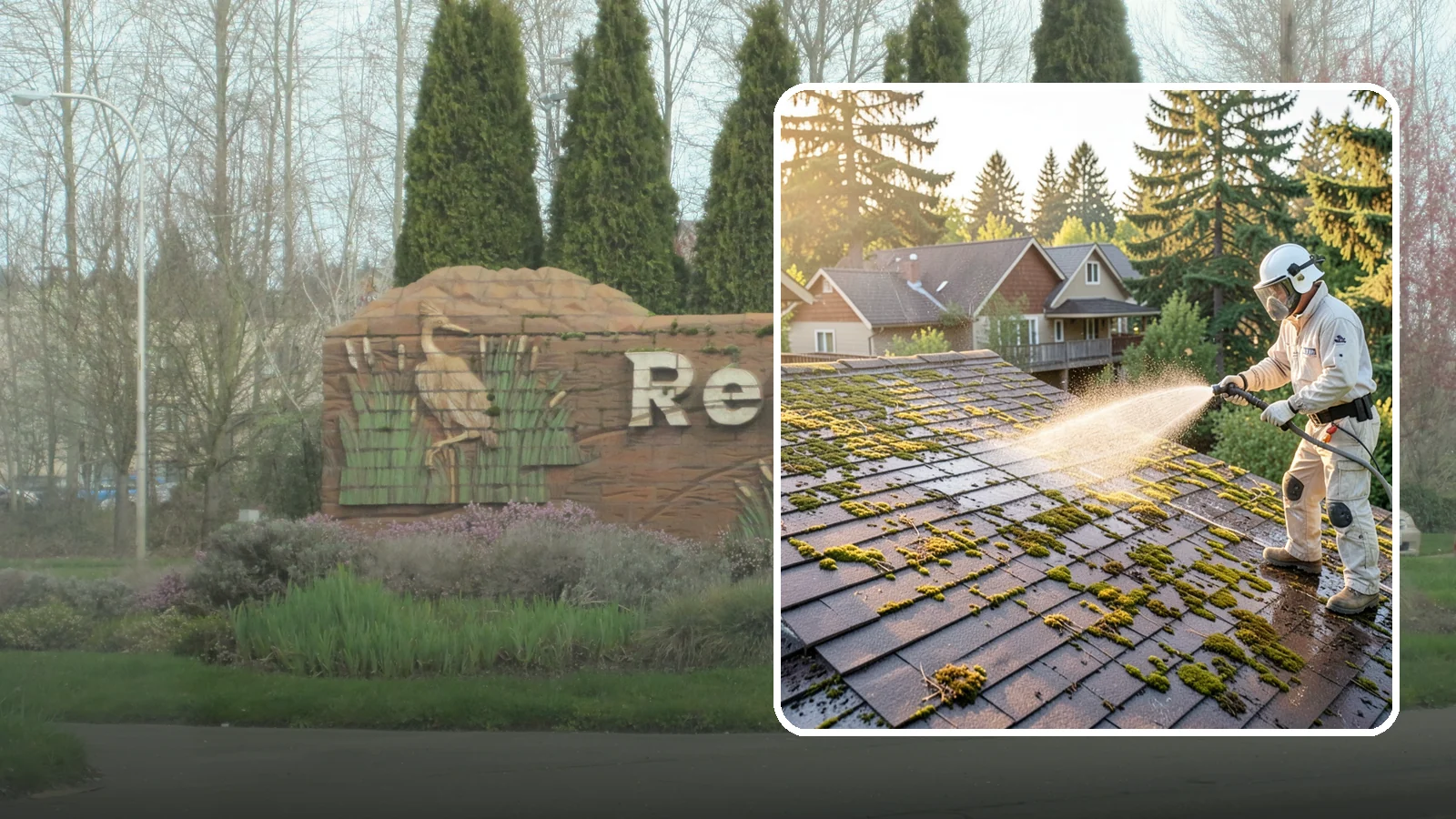 Roof Cleaning in Renton, King County, WA - A thorough roof cleaning that lifts moss, algae, and lichen off Washington rooftops while protecting the shingle surface.
