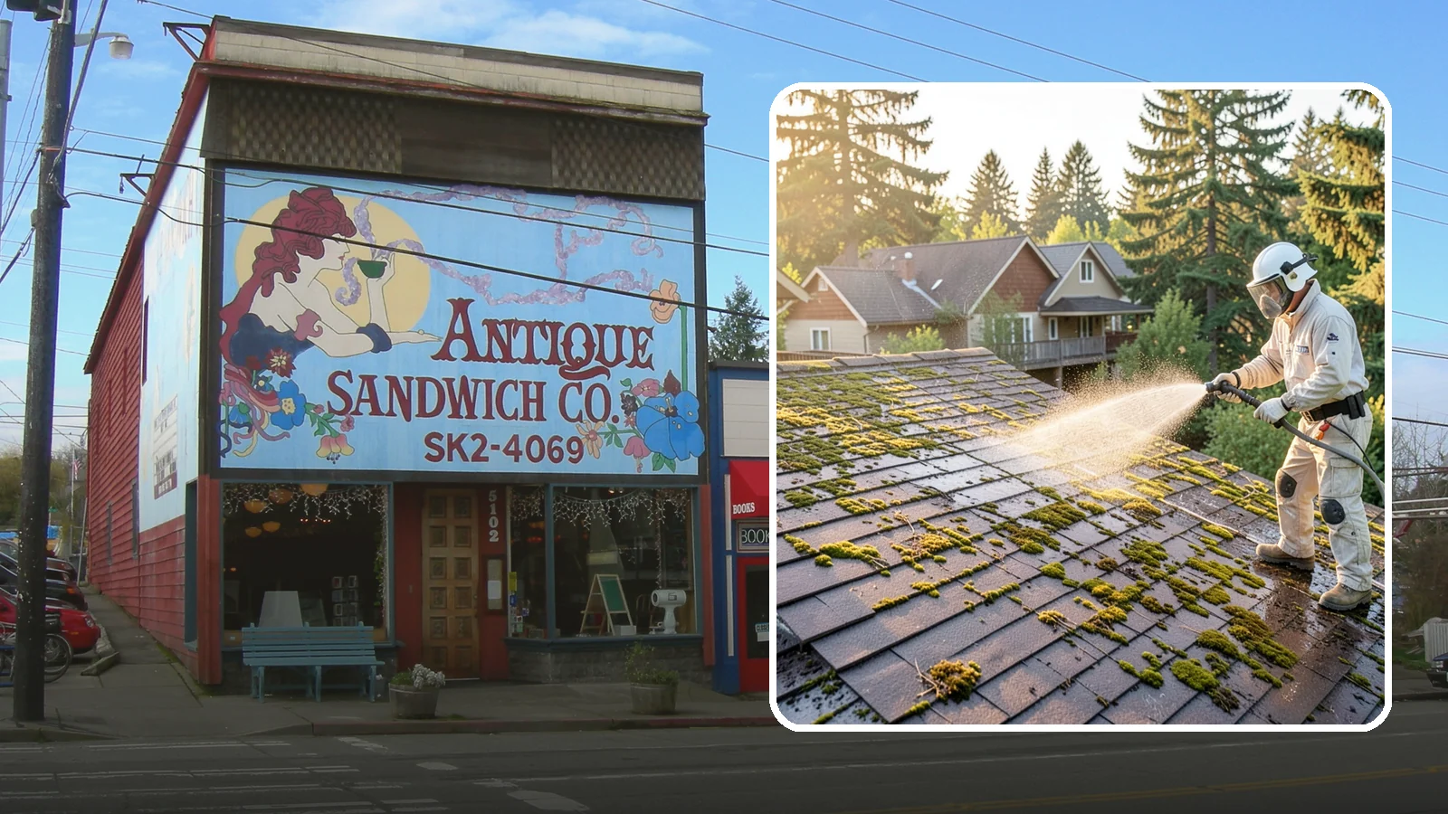 Roof Cleaning in Ruston, Pierce County, WA - A thorough roof cleaning that lifts moss, algae, and lichen off Washington rooftops while protecting the shingle surface.
