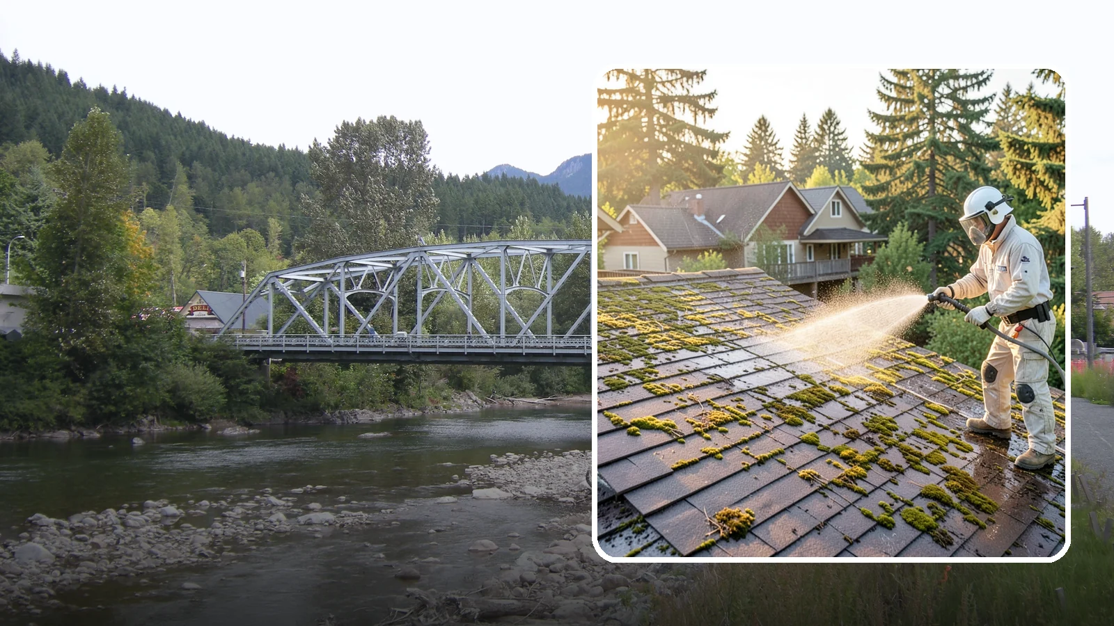 Roof Cleaning in Skykomish, King County, WA - A thorough roof cleaning that lifts moss, algae, and lichen off Washington rooftops while protecting the shingle surface.
