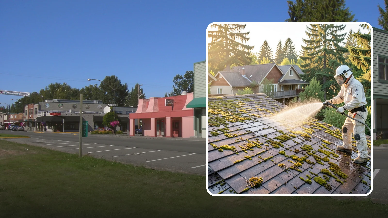 Roof Cleaning in Snoqualmie, King County, WA - A thorough roof cleaning that lifts moss, algae, and lichen off Washington rooftops while protecting the shingle surface.