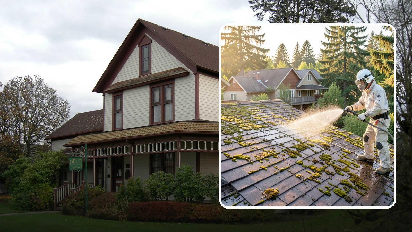 Roof Cleaning in Sumner, Pierce County, WA - A thorough roof cleaning that lifts moss, algae, and lichen off Washington rooftops while protecting the shingle surface.