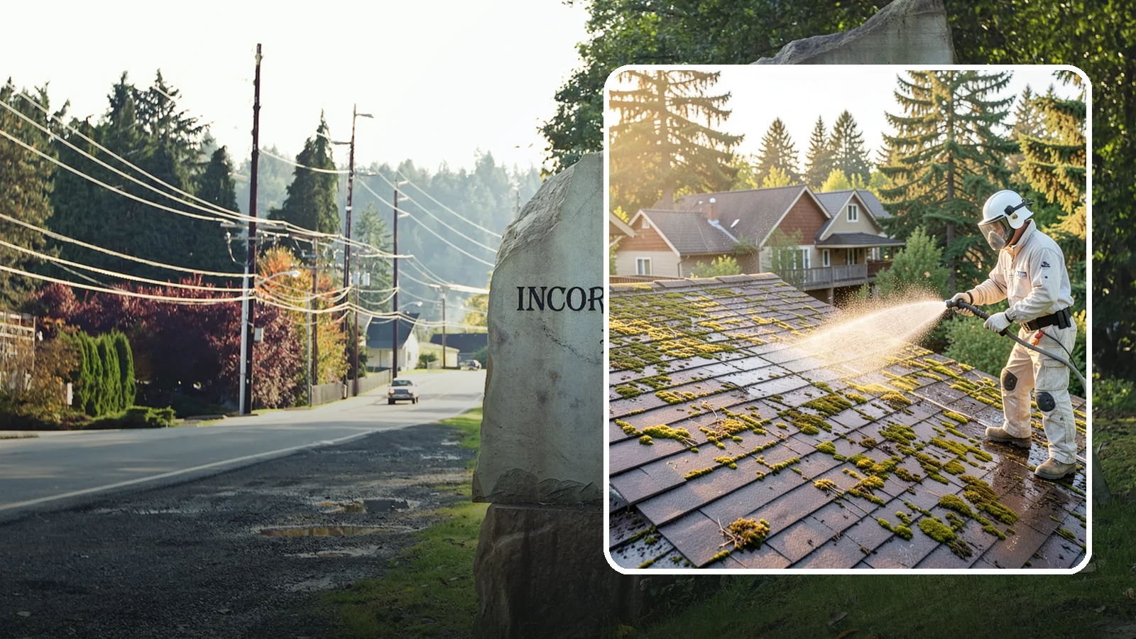 Roof Cleaning in Wilkeson, Pierce County, WA - A thorough roof cleaning that lifts moss, algae, and lichen off Washington rooftops while protecting the shingle surface.