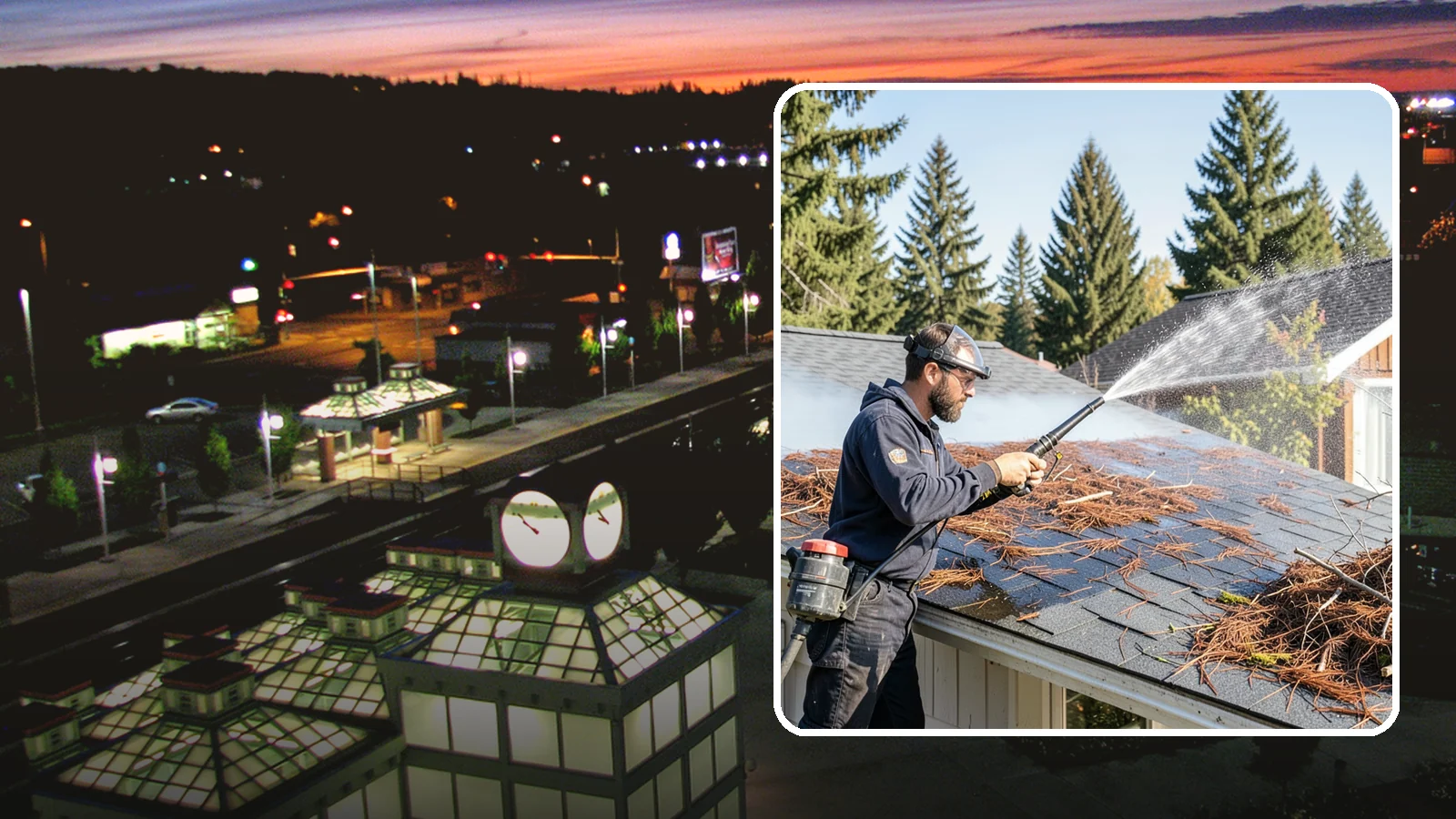 Roof Debris Removal in Auburn, King County, WA - Roof debris removal that clears needles, leaves, and branches that pile up under Washington's evergreen canopy.