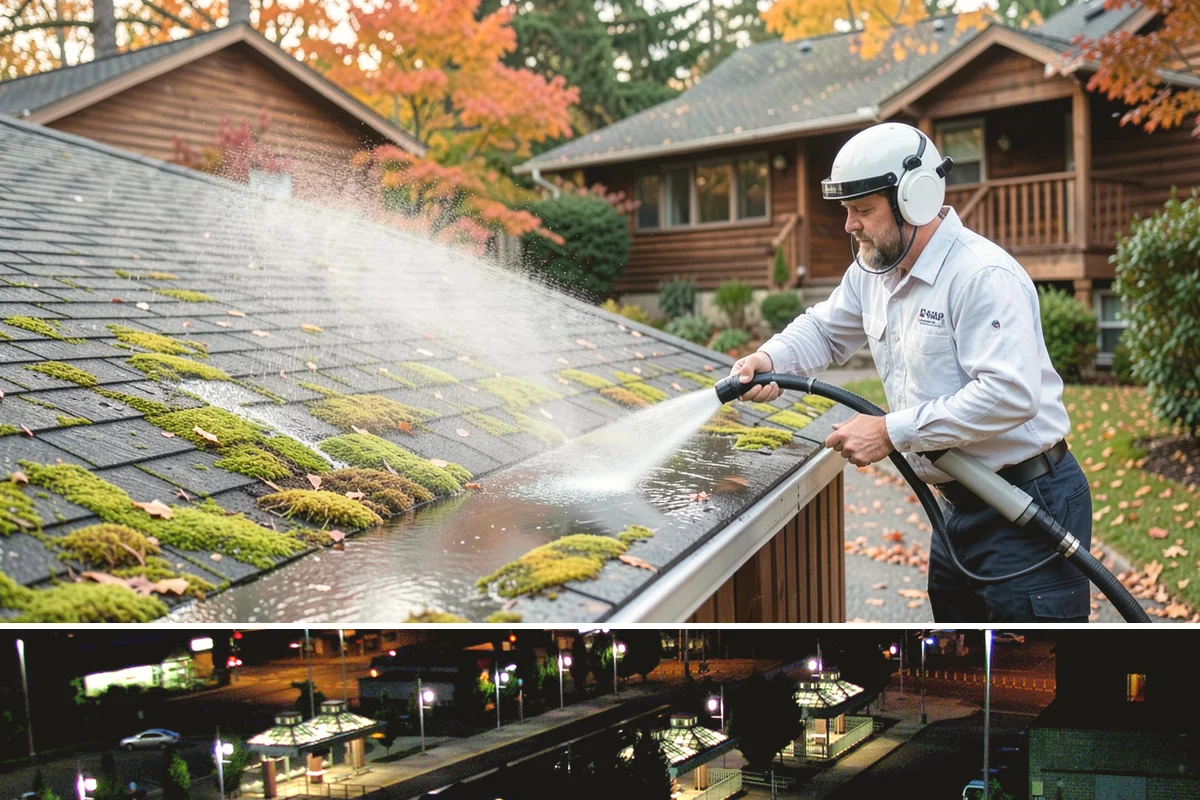 Roof Debris Removal in Auburn, King County, WA - Late fall after the leaves drop is ideal, with a spring visit to clear winter accumulation.