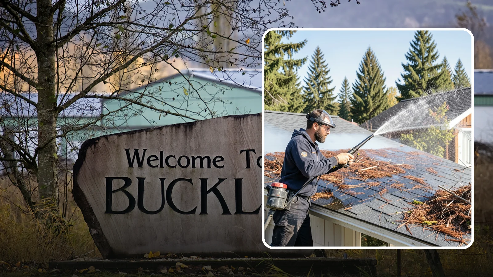 Roof Debris Removal in Buckley, Pierce County, WA - Roof debris removal that clears needles, leaves, and branches that pile up under Washington's evergreen canopy.