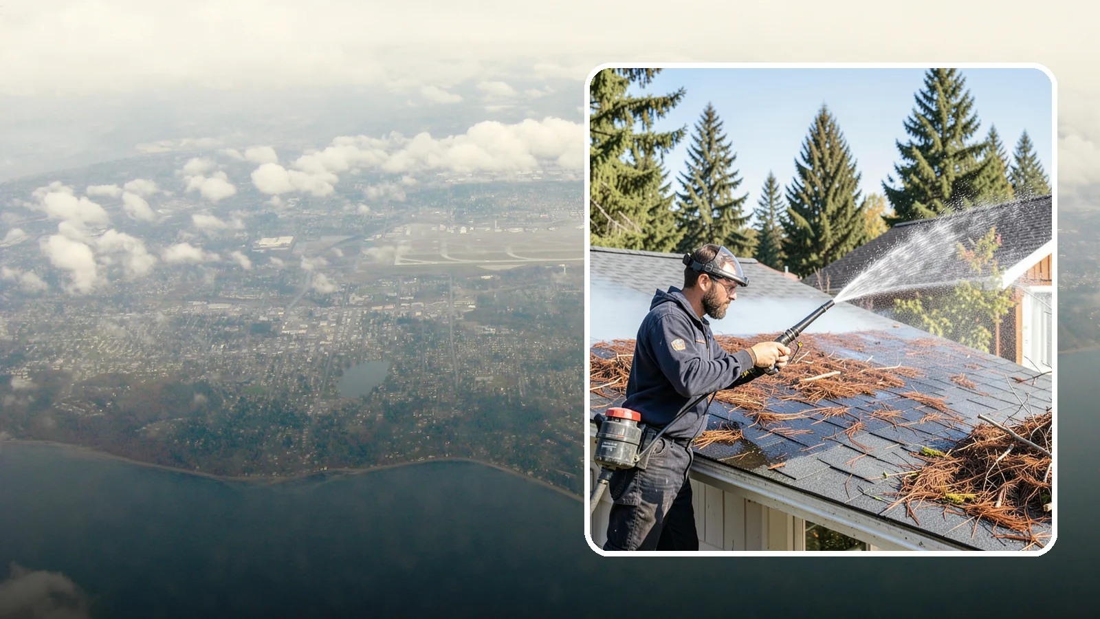 Roof Debris Removal in Burien, King County, WA - Roof debris removal that clears needles, leaves, and branches that pile up under Washington's evergreen canopy.