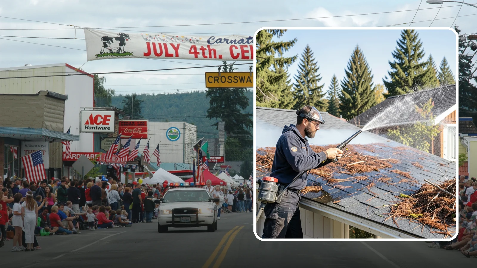 Roof Debris Removal in Carnation, King County, WA - Roof debris removal that clears needles, leaves, and branches that pile up under Washington's evergreen canopy.