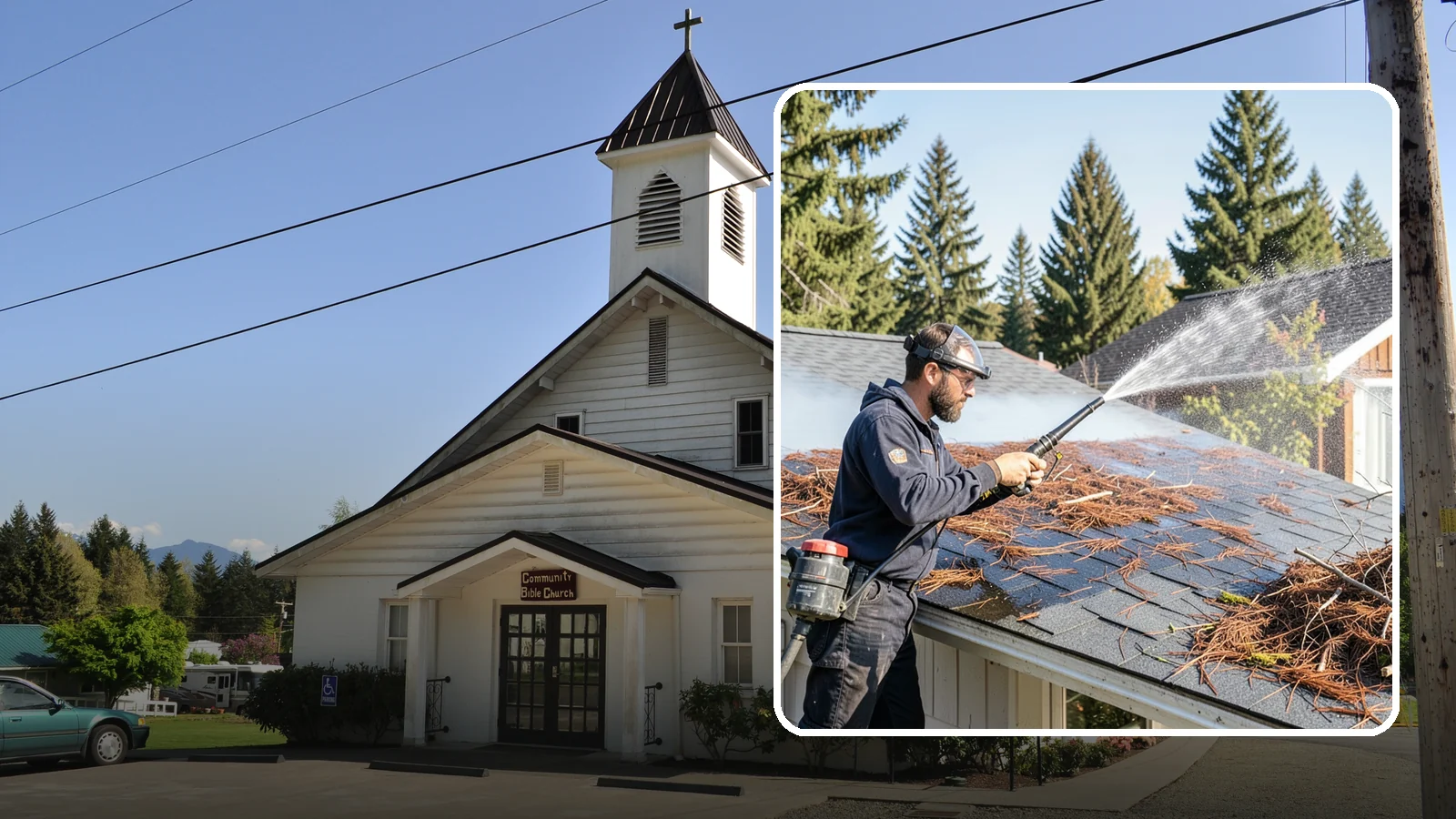 Roof Debris Removal in Concrete, Skagit County, WA - Roof debris removal that clears needles, leaves, and branches that pile up under Washington's evergreen canopy.