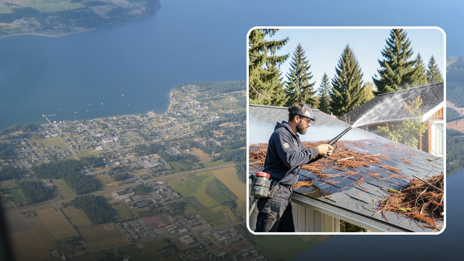 Roof Debris Removal in Coupeville, Island County, WA - Roof debris removal that clears needles, leaves, and branches that pile up under Washington's evergreen canopy.