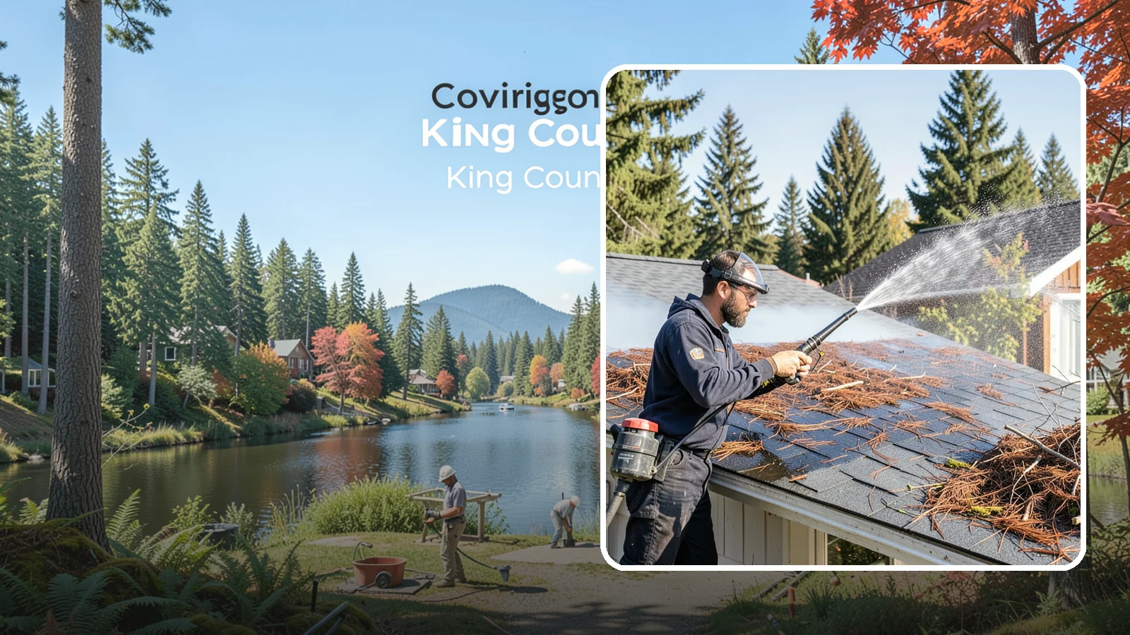 Roof Debris Removal in Covington, King County, WA - Roof debris removal that clears needles, leaves, and branches that pile up under Washington's evergreen canopy.