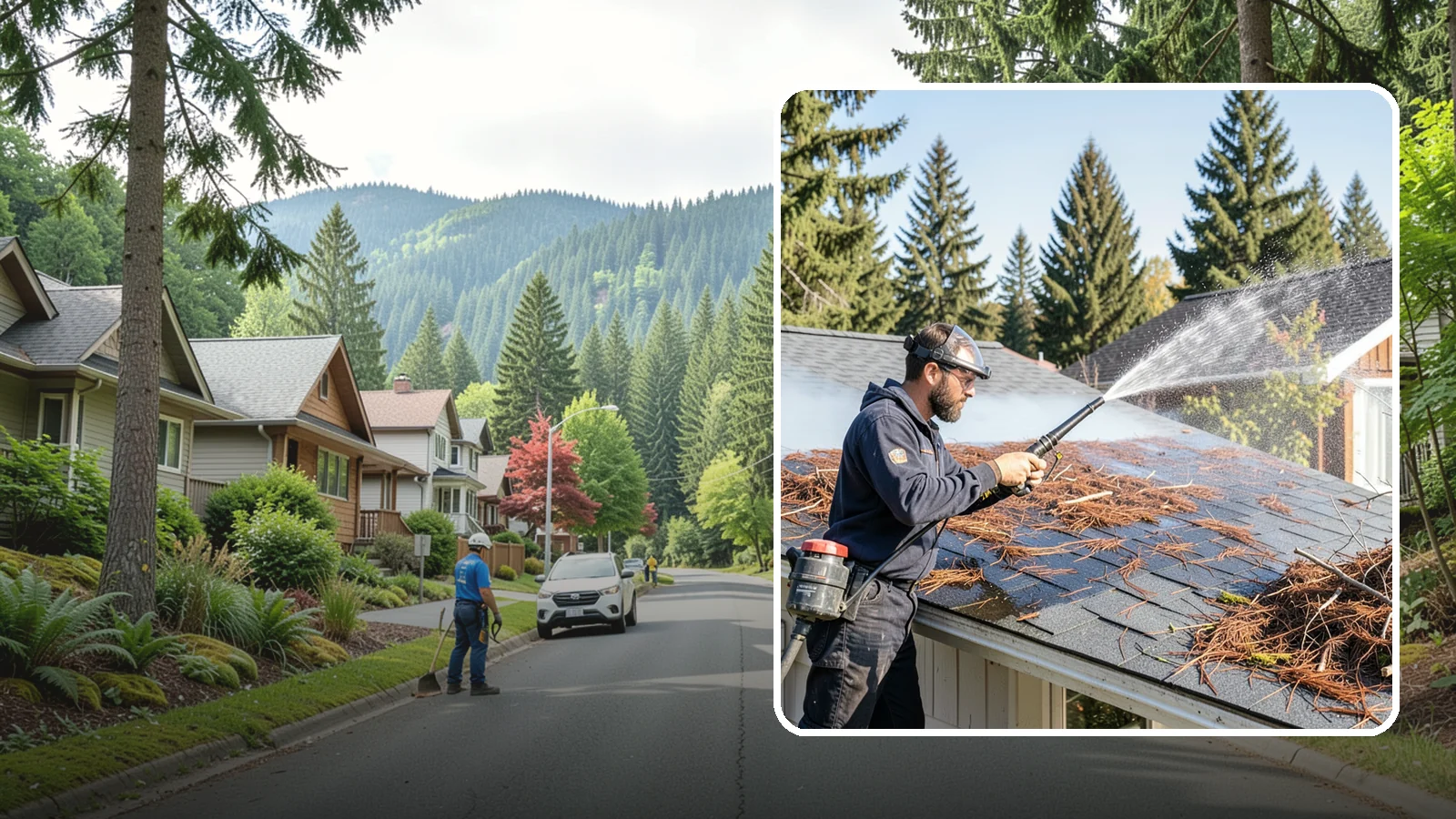 Roof Debris Removal in Darrington, Snohomish County, WA - Roof debris removal that clears needles, leaves, and branches that pile up under Washington's evergreen canopy.