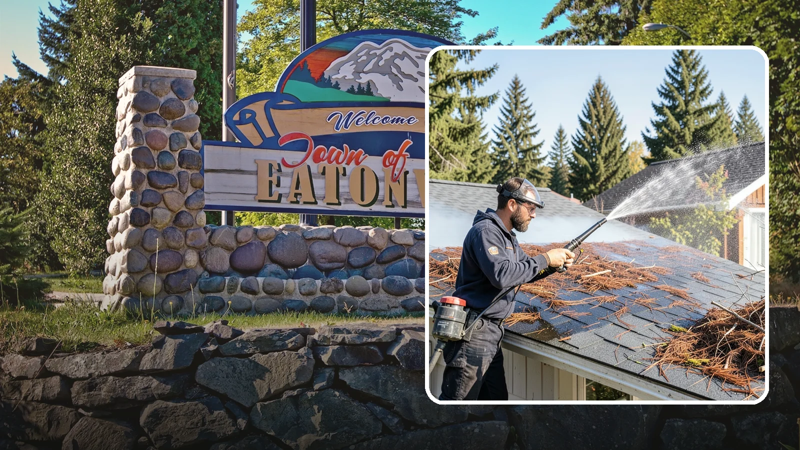 Roof Debris Removal in Eatonville, Pierce County, WA - Roof debris removal that clears needles, leaves, and branches that pile up under Washington's evergreen canopy.