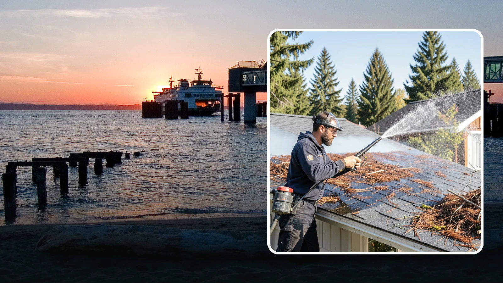 Roof Debris Removal in Edmonds, Snohomish County, WA - Roof debris removal that clears needles, leaves, and branches that pile up under Washington's evergreen canopy.