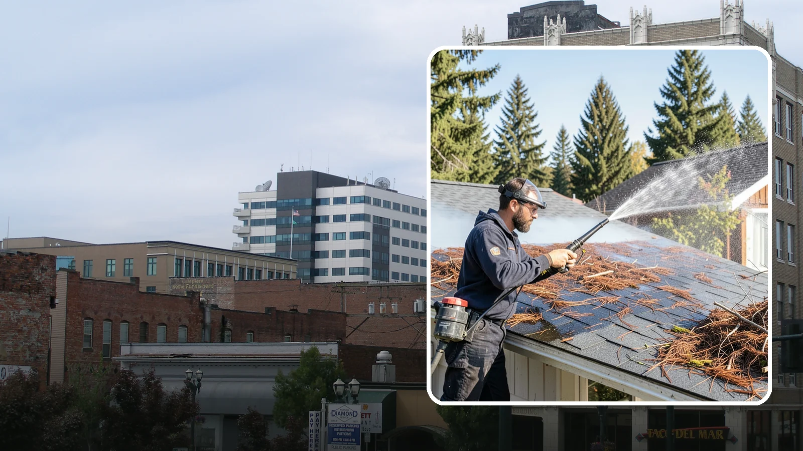 Roof Debris Removal in Everett, Snohomish County, WA - Roof debris removal that clears needles, leaves, and branches that pile up under Washington's evergreen canopy.