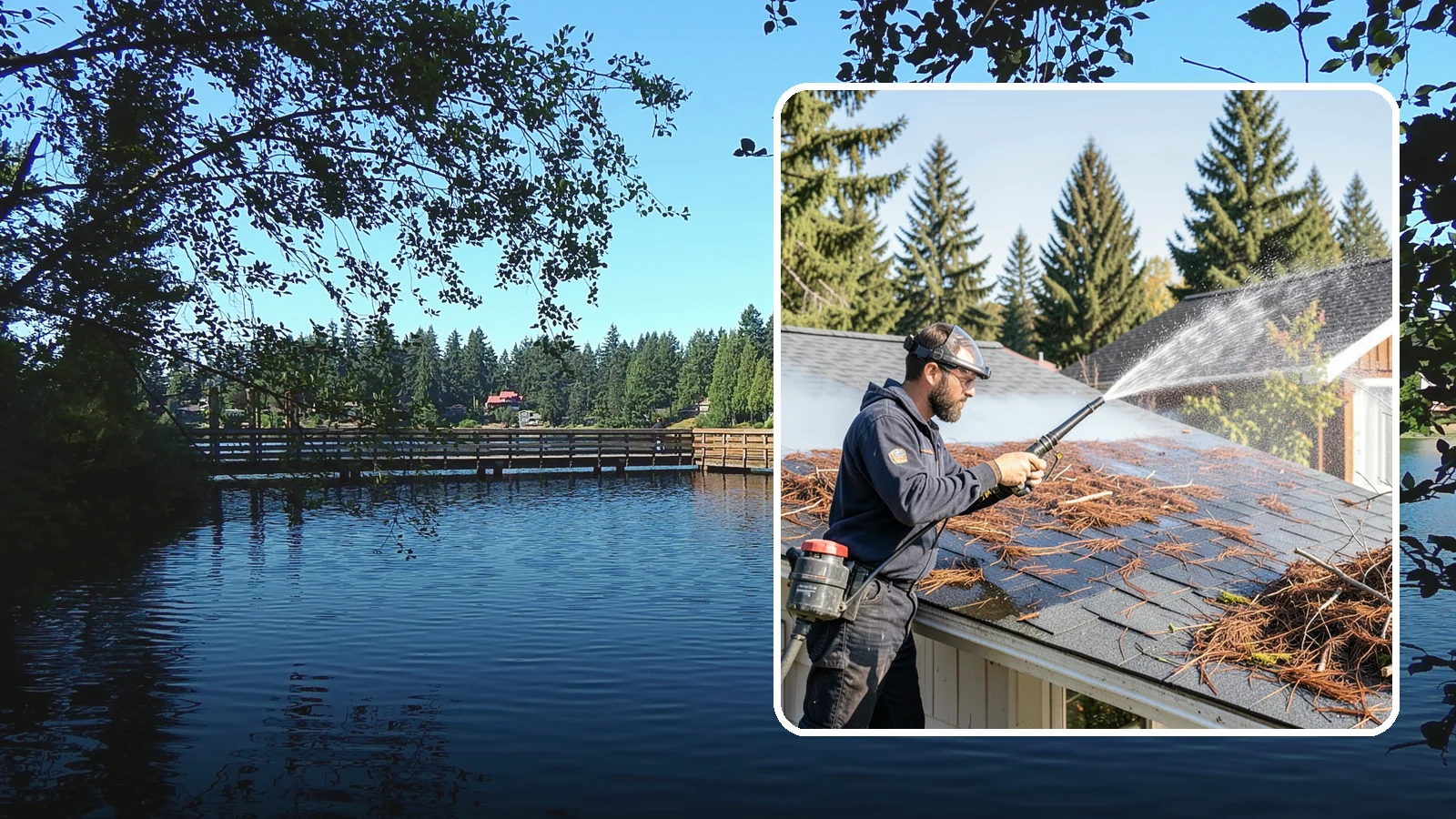 Roof Debris Removal in Federal Way, King County, WA - Roof debris removal that clears needles, leaves, and branches that pile up under Washington's evergreen canopy.
