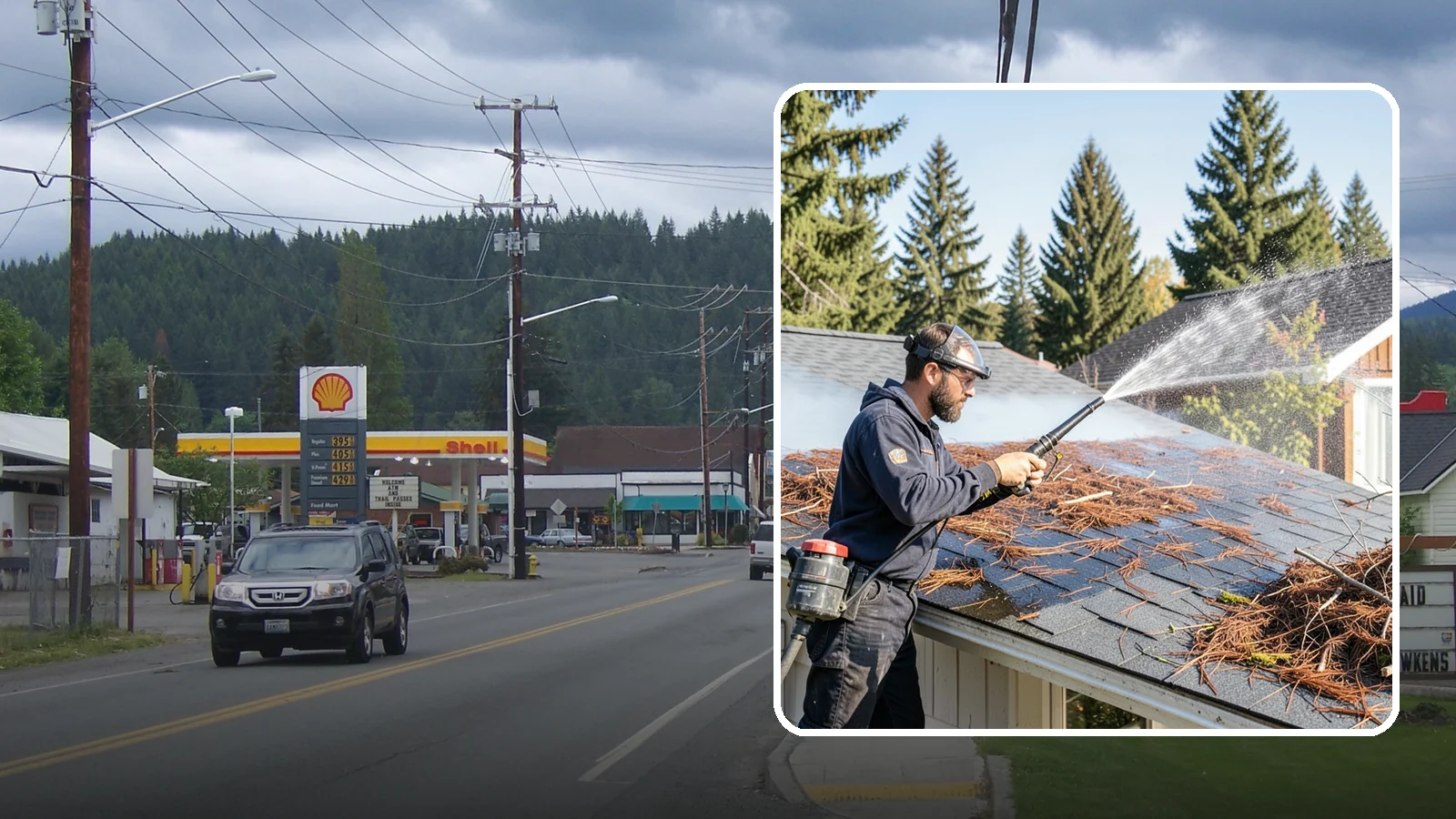 Roof Debris Removal in Granite Falls, Snohomish County, WA - Roof debris removal that clears needles, leaves, and branches that pile up under Washington's evergreen canopy.