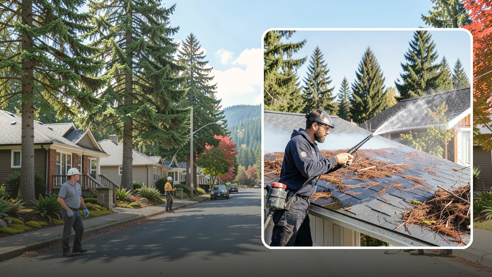 Roof Debris Removal in Hunts Point, King County, WA - Roof debris removal that clears needles, leaves, and branches that pile up under Washington's evergreen canopy.