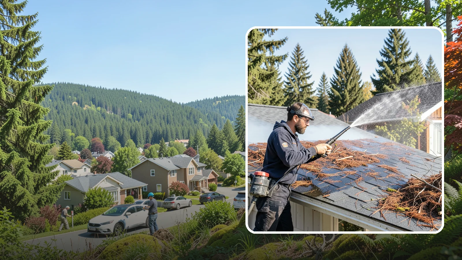 Roof Debris Removal in Index, Snohomish County, WA - Roof debris removal that clears needles, leaves, and branches that pile up under Washington's evergreen canopy.