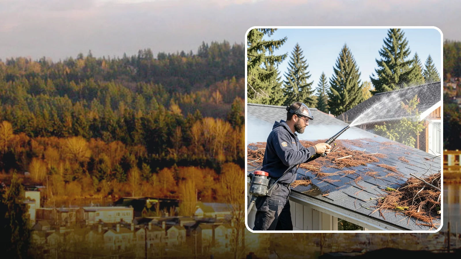 Roof Debris Removal in Kenmore, King County, WA - Roof debris removal that clears needles, leaves, and branches that pile up under Washington's evergreen canopy.