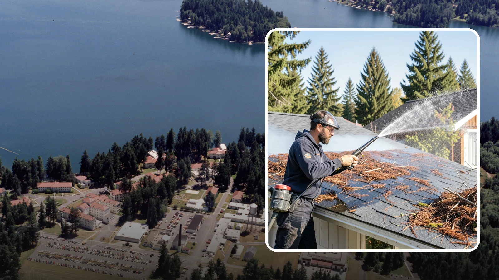 Roof Debris Removal in Lakewood, Pierce County, WA - Roof debris removal that clears needles, leaves, and branches that pile up under Washington's evergreen canopy.