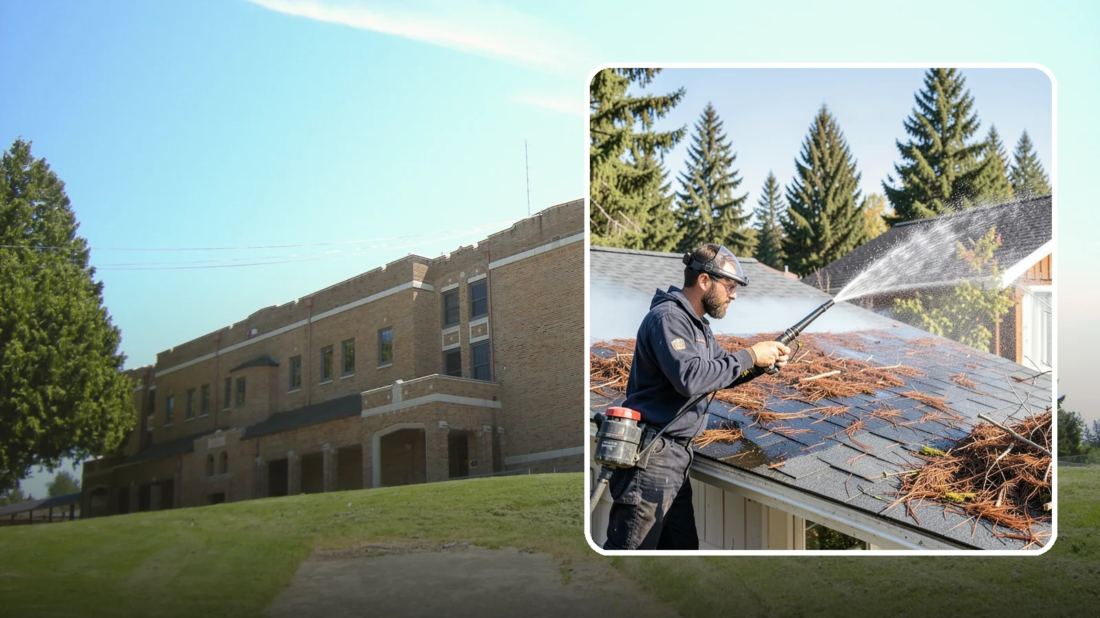Roof Debris Removal in Maple Valley, King County, WA - Roof debris removal that clears needles, leaves, and branches that pile up under Washington's evergreen canopy.