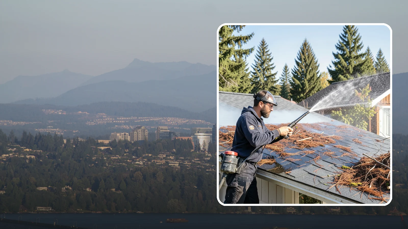 Roof Debris Removal in Medina, King County, WA - Roof debris removal that clears needles, leaves, and branches that pile up under Washington's evergreen canopy.