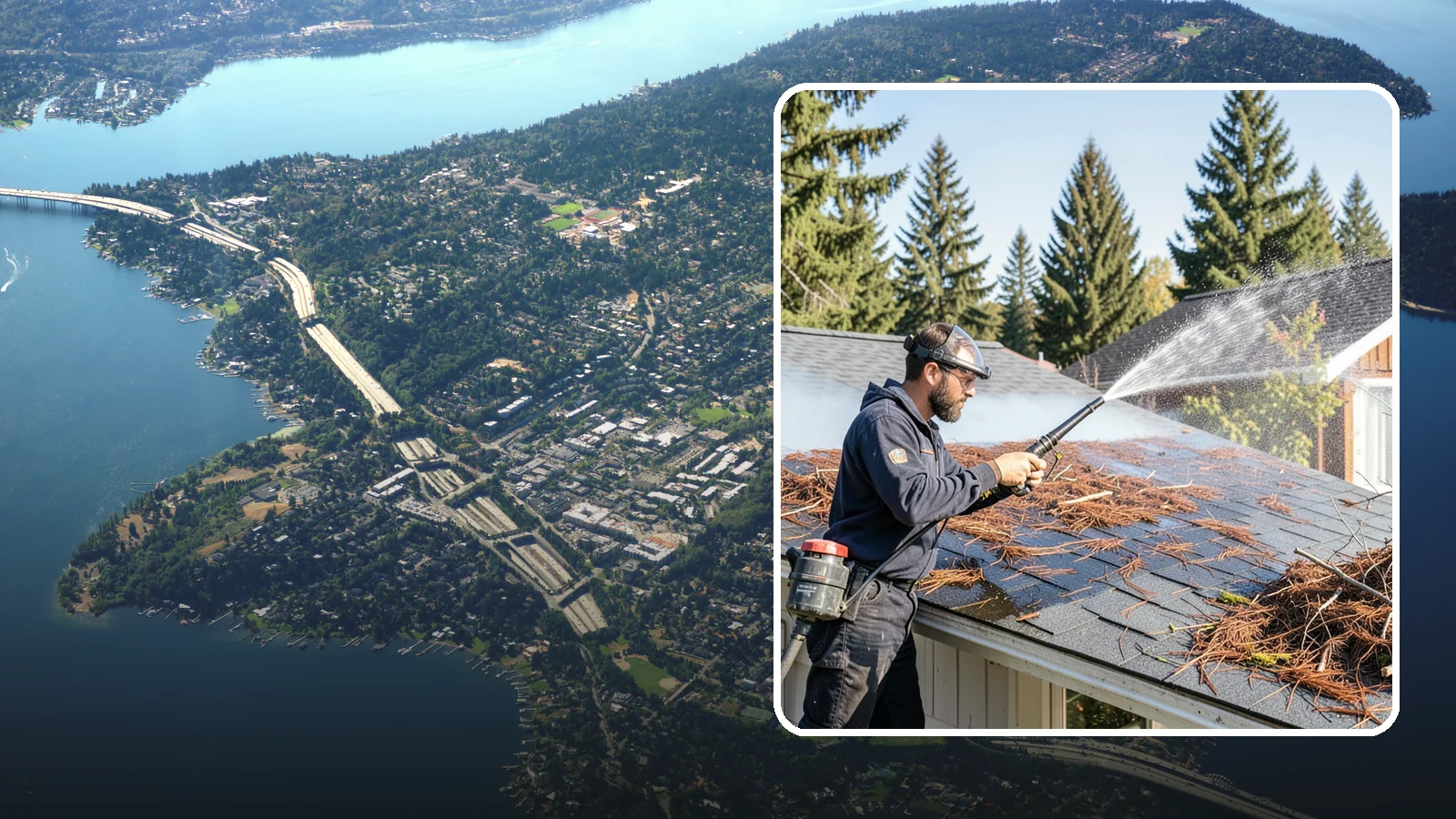 Roof Debris Removal in Mercer Island, King County, WA - Roof debris removal that clears needles, leaves, and branches that pile up under Washington's evergreen canopy.