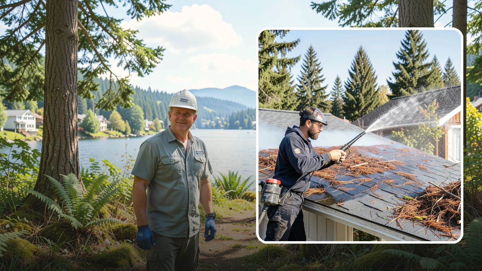 Roof Debris Removal in Milton, King County, WA - Roof debris removal that clears needles, leaves, and branches that pile up under Washington's evergreen canopy.