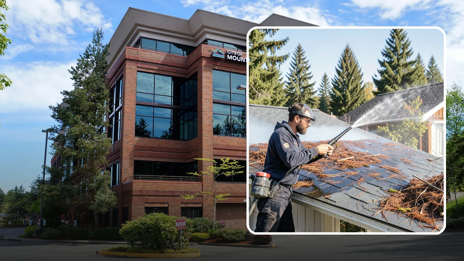 Roof Debris Removal in Mountlake Terrace, Snohomish County, WA - Roof debris removal that clears needles, leaves, and branches that pile up under Washington's evergreen canopy.