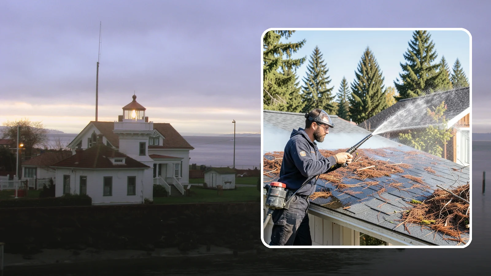 Roof Debris Removal in Mukilteo, Snohomish County, WA - Roof debris removal that clears needles, leaves, and branches that pile up under Washington's evergreen canopy.