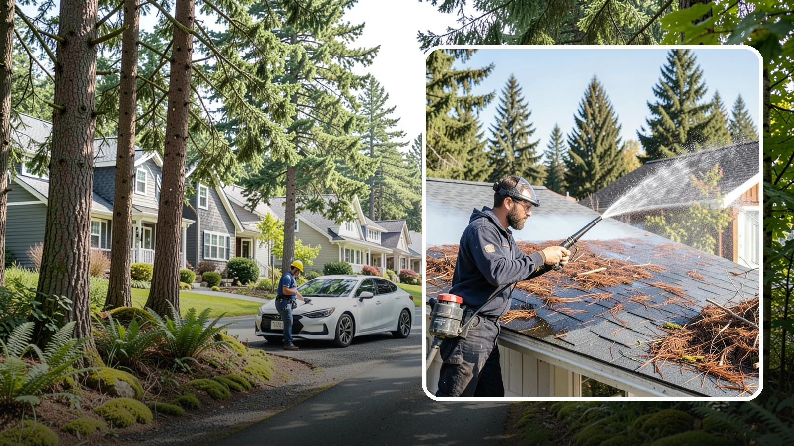 Roof Debris Removal in Normandy Park, King County, WA - Roof debris removal that clears needles, leaves, and branches that pile up under Washington's evergreen canopy.