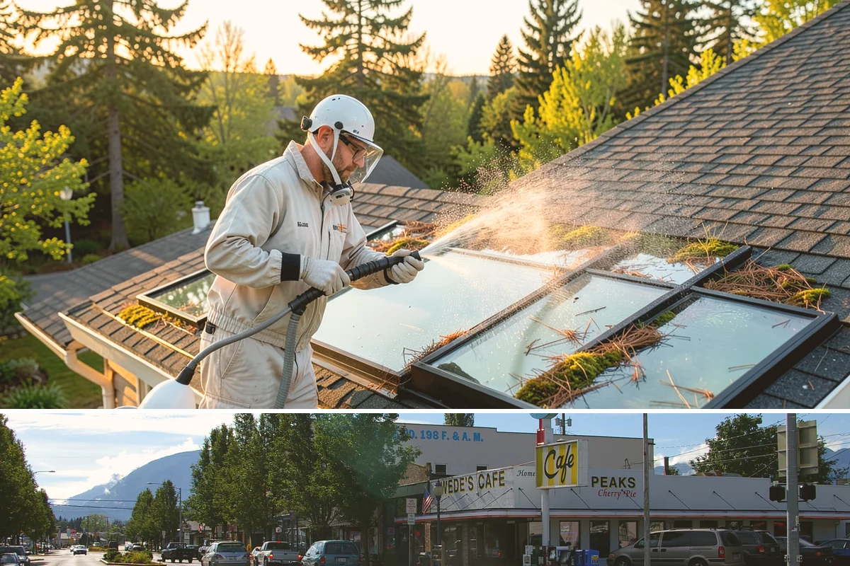 Roof Debris Removal in North Bend, King County, WA - Late fall after the leaves drop is ideal, with a spring visit to clear winter accumulation.