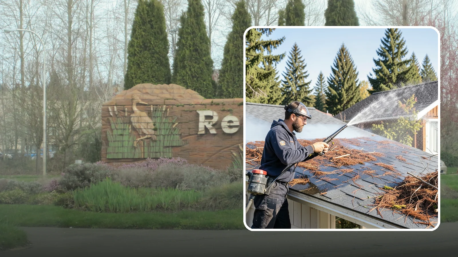 Roof Debris Removal in Renton, King County, WA - Roof debris removal that clears needles, leaves, and branches that pile up under Washington's evergreen canopy.