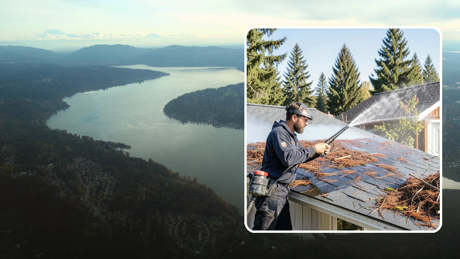 Roof Debris Removal in Sammamish, King County, WA - Roof debris removal that clears needles, leaves, and branches that pile up under Washington's evergreen canopy.