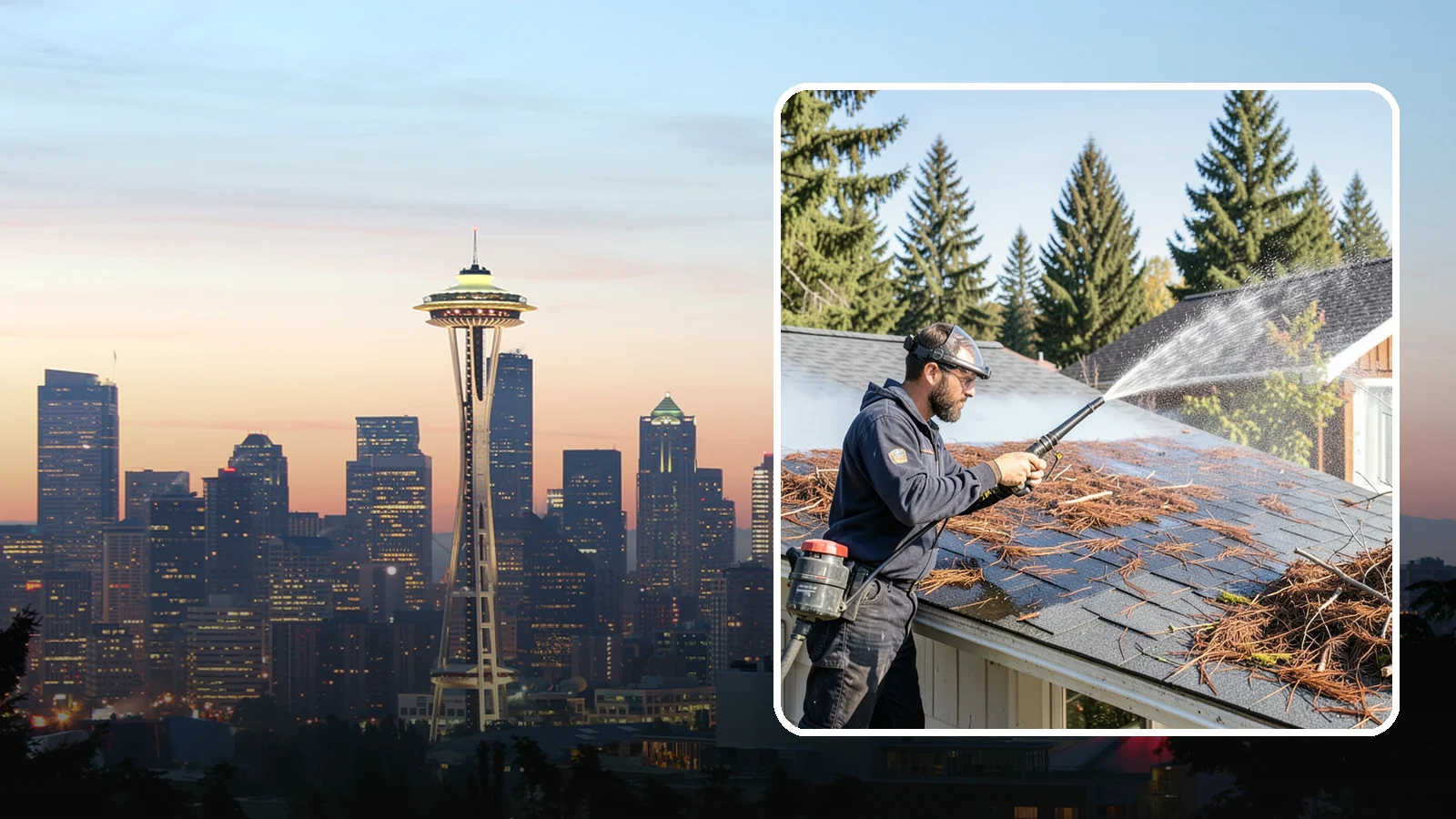 Roof Debris Removal in Seattle, King County, WA - Roof debris removal that clears needles, leaves, and branches that pile up under Washington's evergreen canopy.