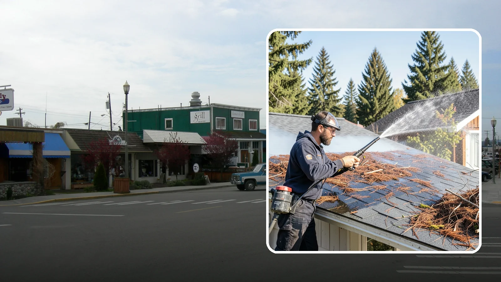 Roof Debris Removal in Stanwood, Snohomish County, WA - Roof debris removal that clears needles, leaves, and branches that pile up under Washington's evergreen canopy.