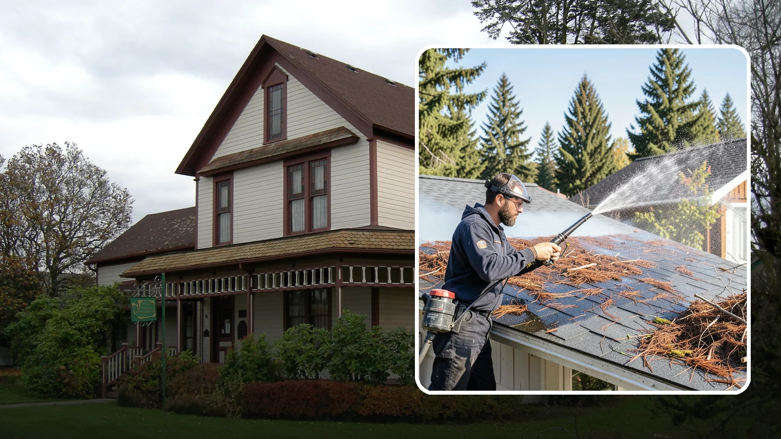 Roof Debris Removal in Sumner, Pierce County, WA - Roof debris removal that clears needles, leaves, and branches that pile up under Washington's evergreen canopy.