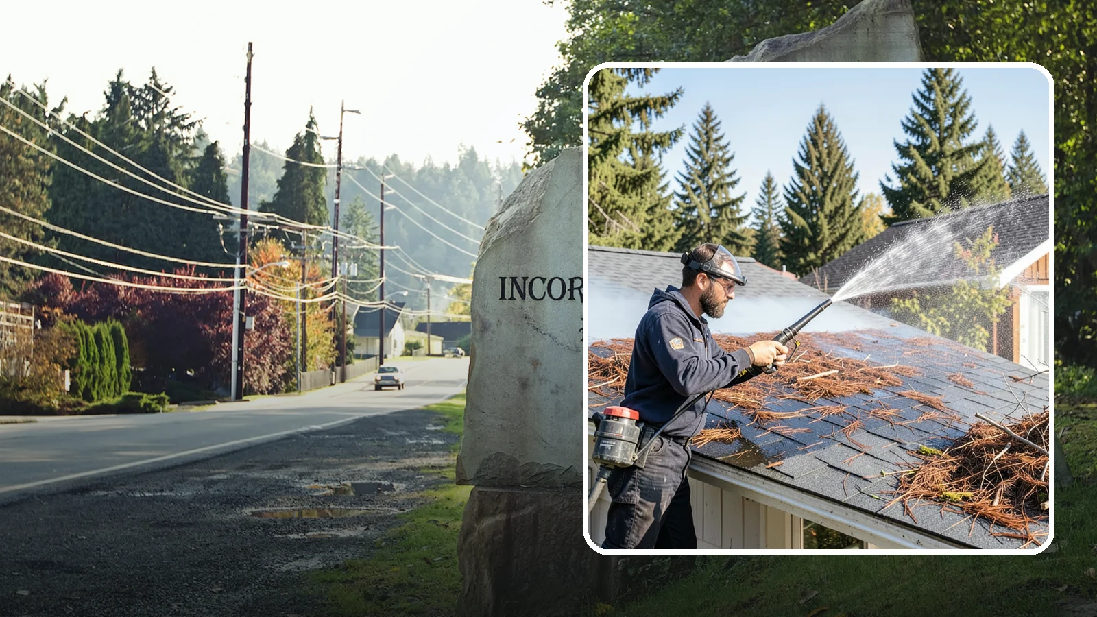 Roof Debris Removal in Wilkeson, Pierce County, WA - Roof debris removal that clears needles, leaves, and branches that pile up under Washington's evergreen canopy.