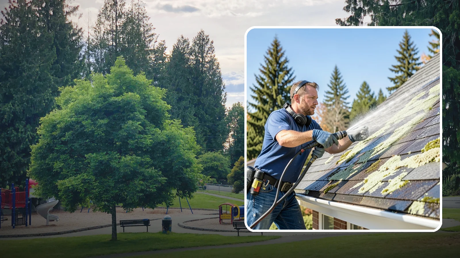 Roof Lichen Removal in Bonney Lake, Pierce County, WA - Careful lichen removal that lifts stubborn, root-like growth from Washington roofs without tearing up the surface.