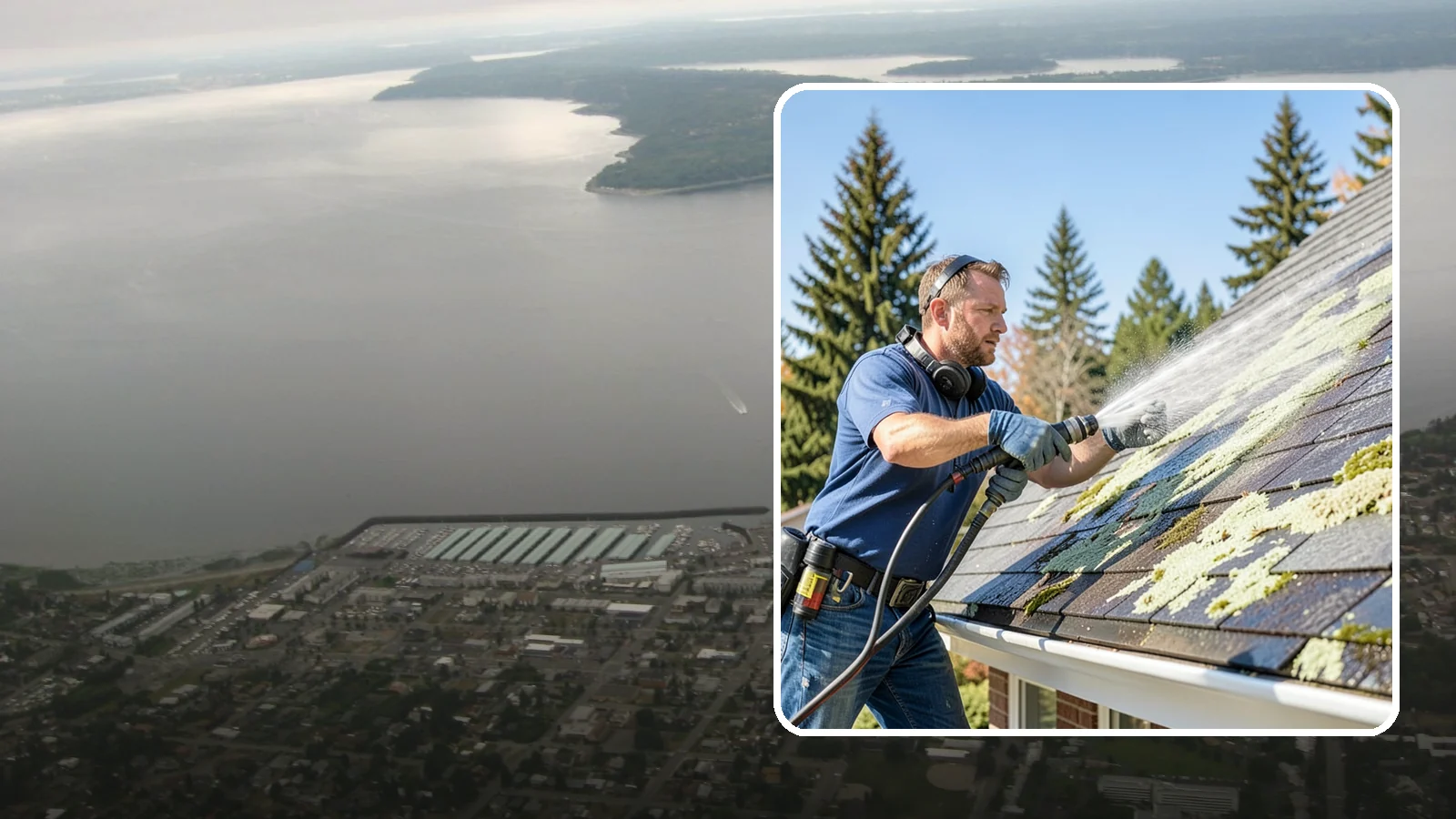 Roof Lichen Removal in Des Moines, King County, WA - Careful lichen removal that lifts stubborn, root-like growth from Washington roofs without tearing up the surface.