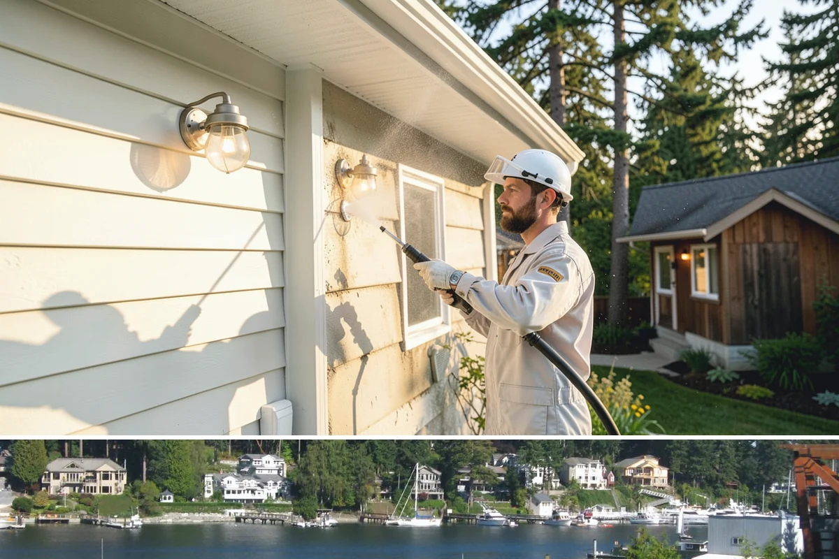 Roof Lichen Removal in Gig Harbor, Pierce County, WA - Treat lichen during dry summer weather so extended dwell treatments are not diluted by rain.