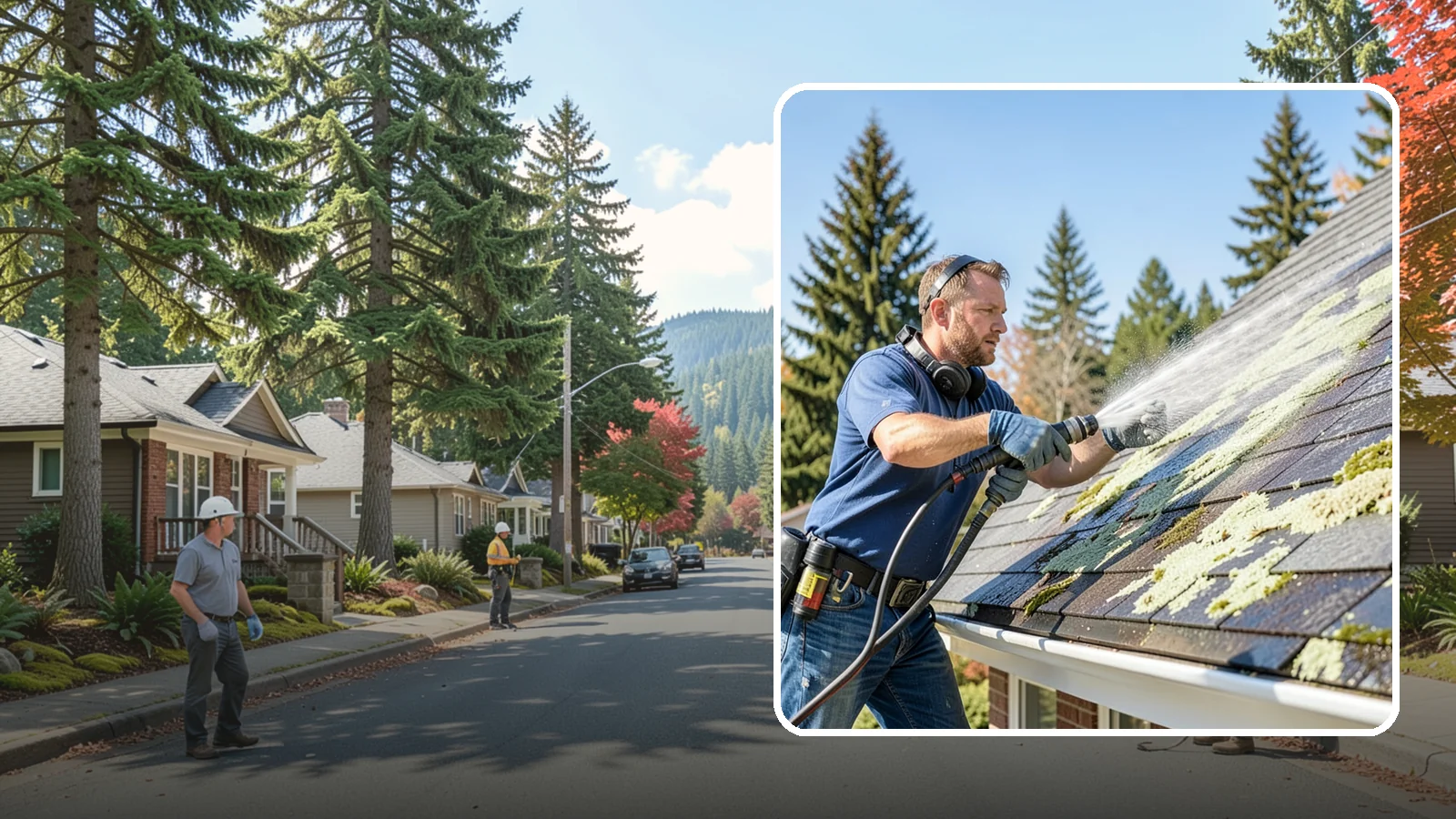 Roof Lichen Removal in Hunts Point, King County, WA - Careful lichen removal that lifts stubborn, root-like growth from Washington roofs without tearing up the surface.