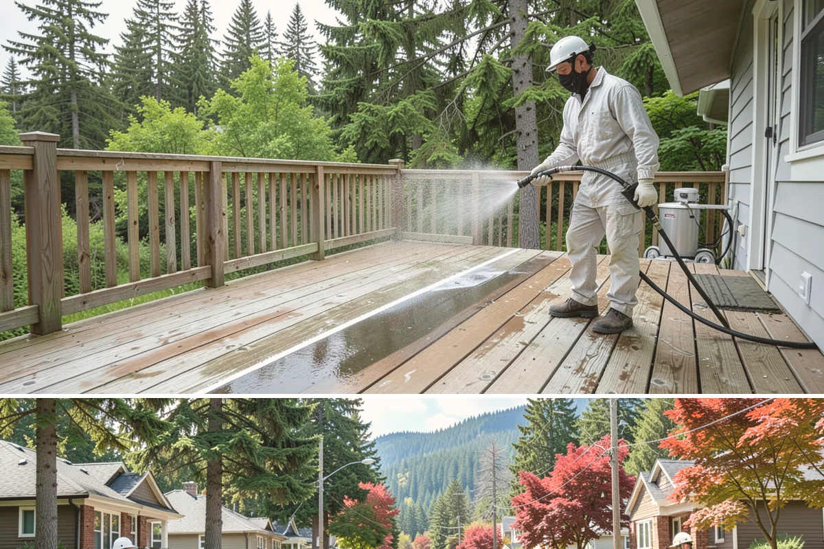 Roof Lichen Removal in Hunts Point, King County, WA - Treat lichen during dry summer weather so extended dwell treatments are not diluted by rain.