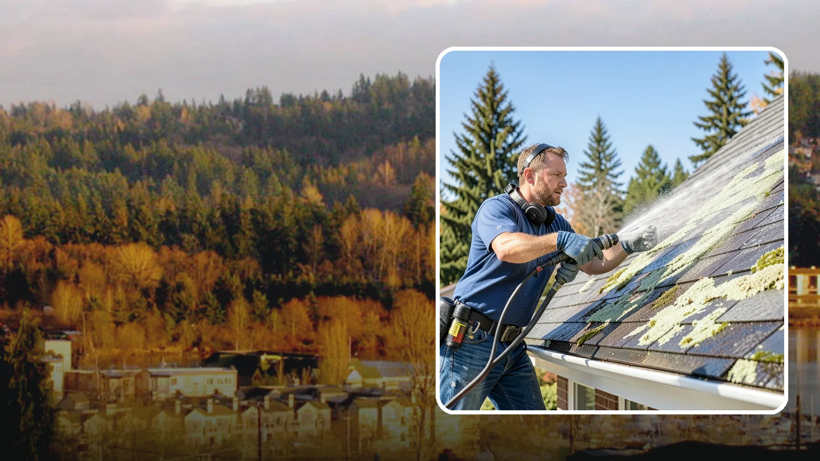 Roof Lichen Removal in Kenmore, King County, WA - Careful lichen removal that lifts stubborn, root-like growth from Washington roofs without tearing up the surface.
