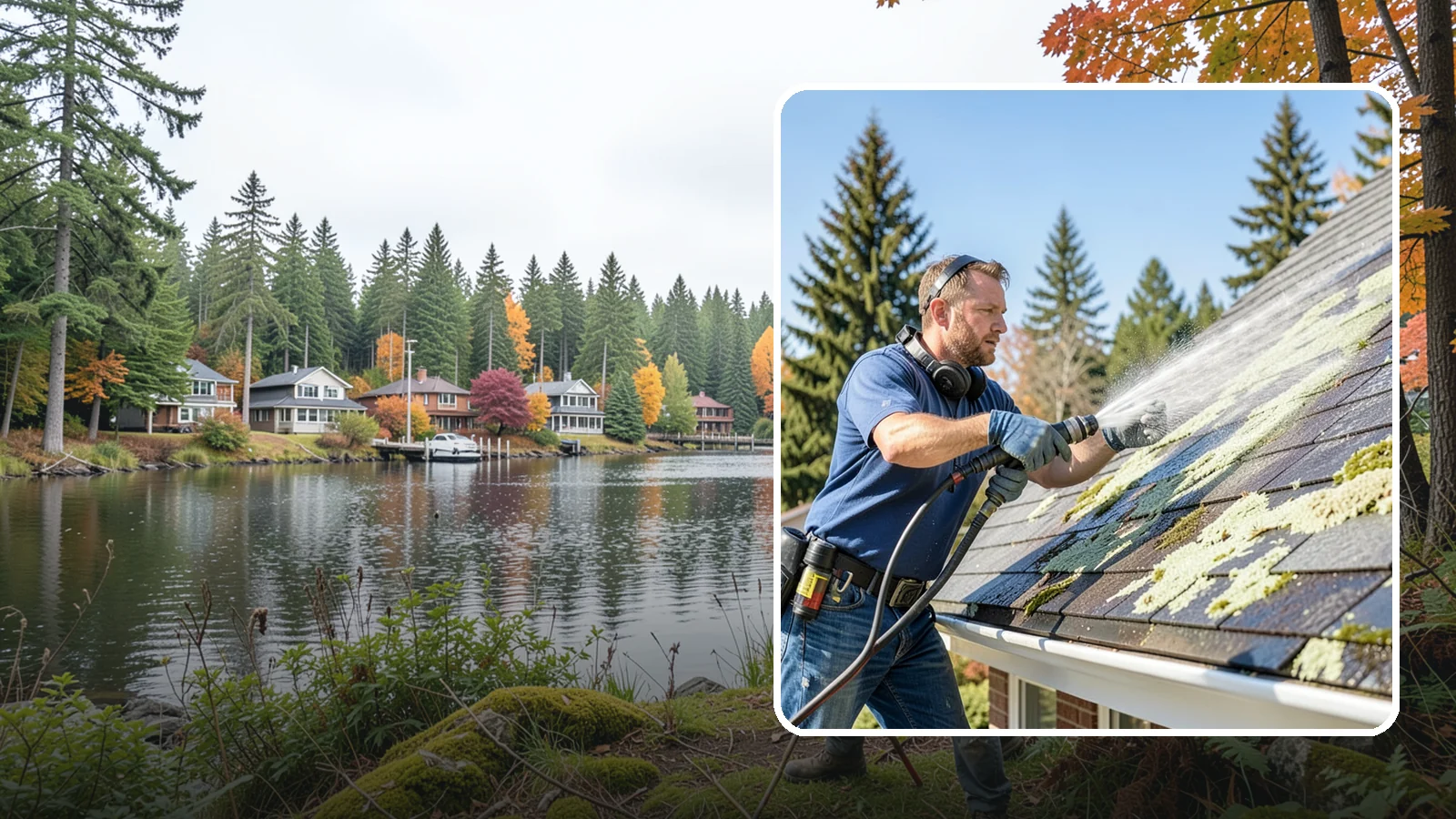 Roof Lichen Removal in La Conner, Skagit County, WA - Careful lichen removal that lifts stubborn, root-like growth from Washington roofs without tearing up the surface.
