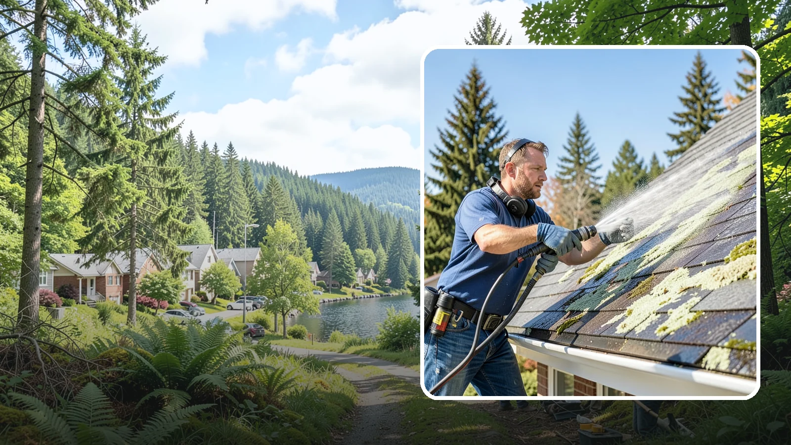 Roof Lichen Removal in Lake Forest Park, King County, WA - Careful lichen removal that lifts stubborn, root-like growth from Washington roofs without tearing up the surface.